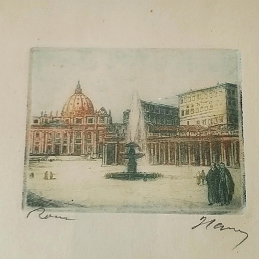 Antique Original Signed Rome St. Peter's Basilica